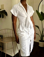 Load image into Gallery viewer, white front-tie cotton dress
