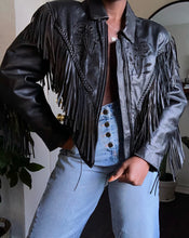 Load image into Gallery viewer, vintage fringe leather jacket
