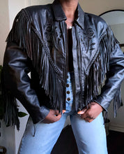 Load image into Gallery viewer, vintage fringe leather jacket
