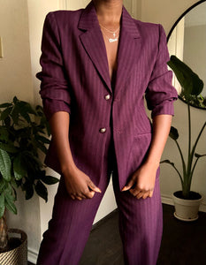 mulberry pinstripe pant suit