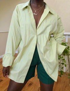 oversized pale lime button up