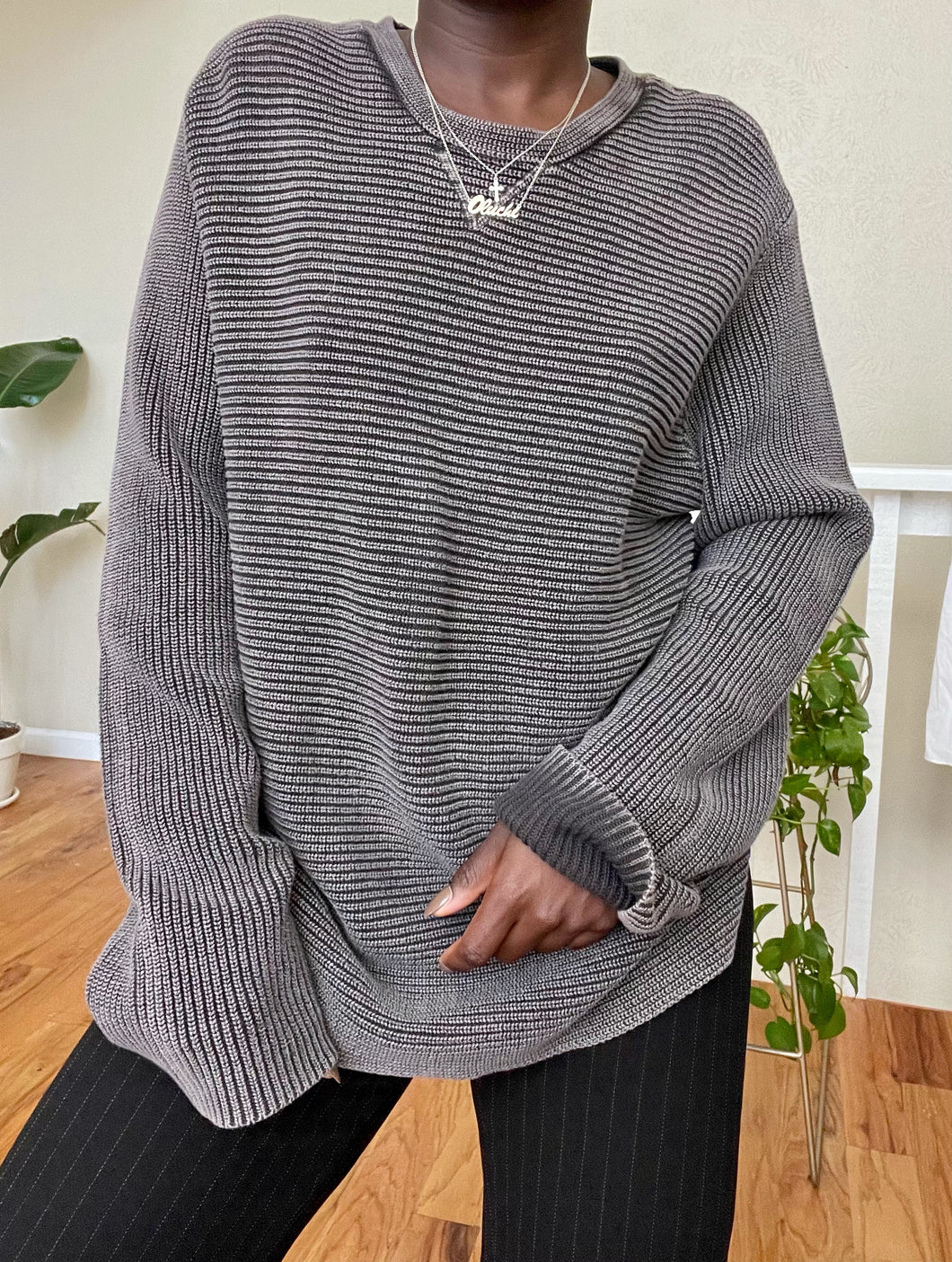 charcoal shadow ribbed sweater