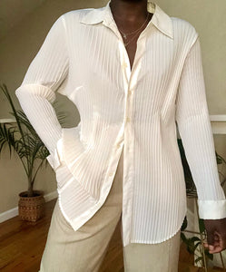 ivory pleated button up