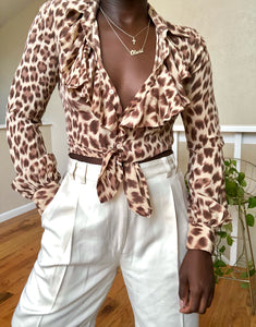 cheetah ruffle blouse