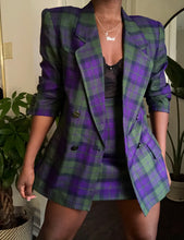 Load image into Gallery viewer, purple plaid skirt suit
