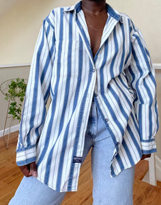 oversized striped button up