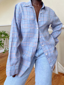 plaid linen button up