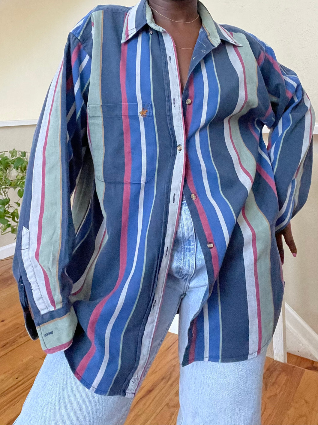 oversized striped button up