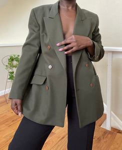 olive double breasted blazer