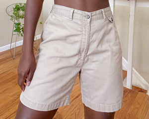 beige tailored shorts