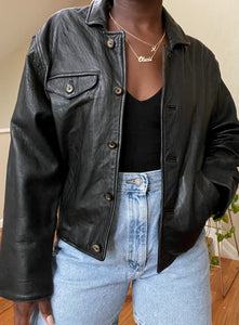butter soft black cropped leather jacket