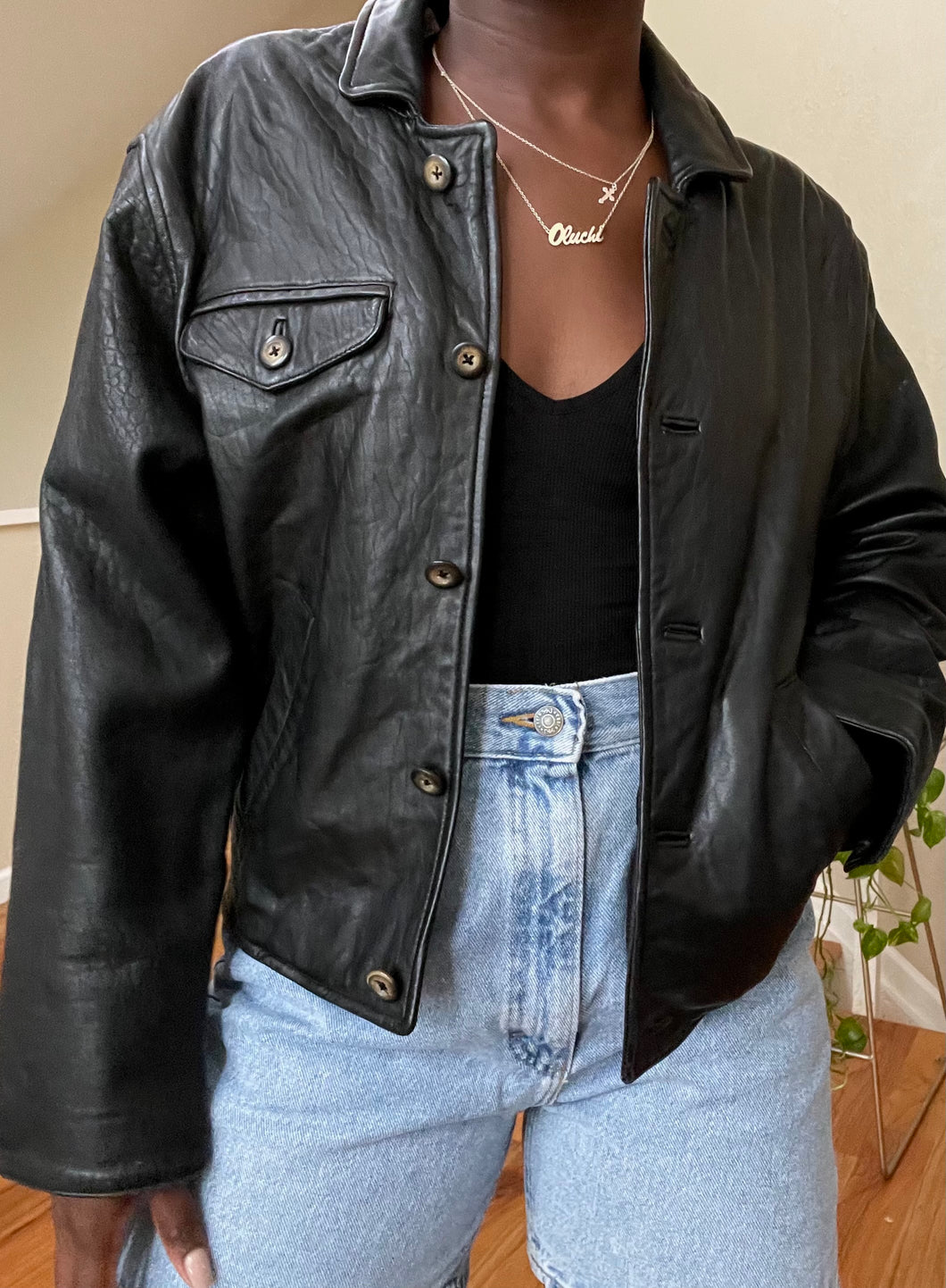 butter soft black cropped leather jacket