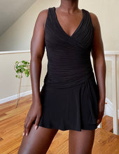 Load image into Gallery viewer, black pleated mini dress
