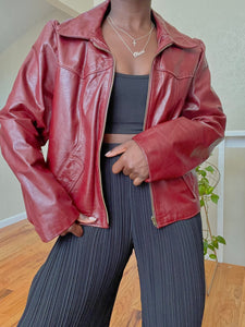 vintage ruby cropped leather jacket