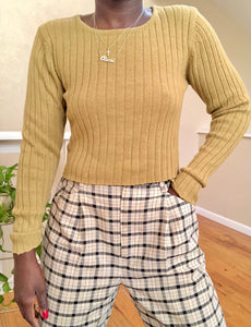 light olive cropped knit sweater