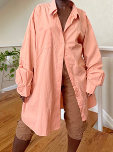oversized peach button up