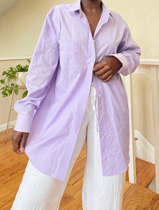 oversized lavender button up