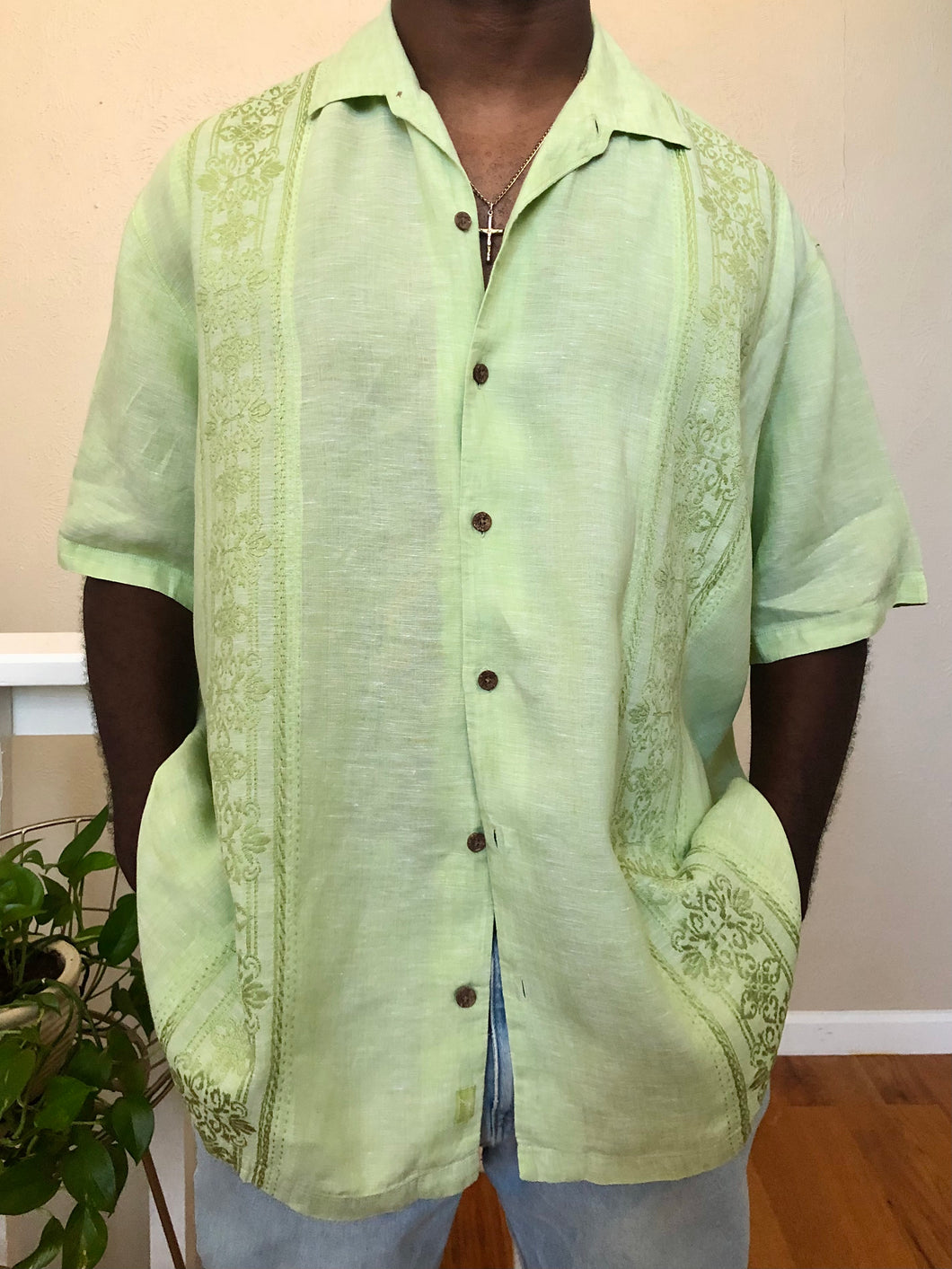 kiwi embroidered button up