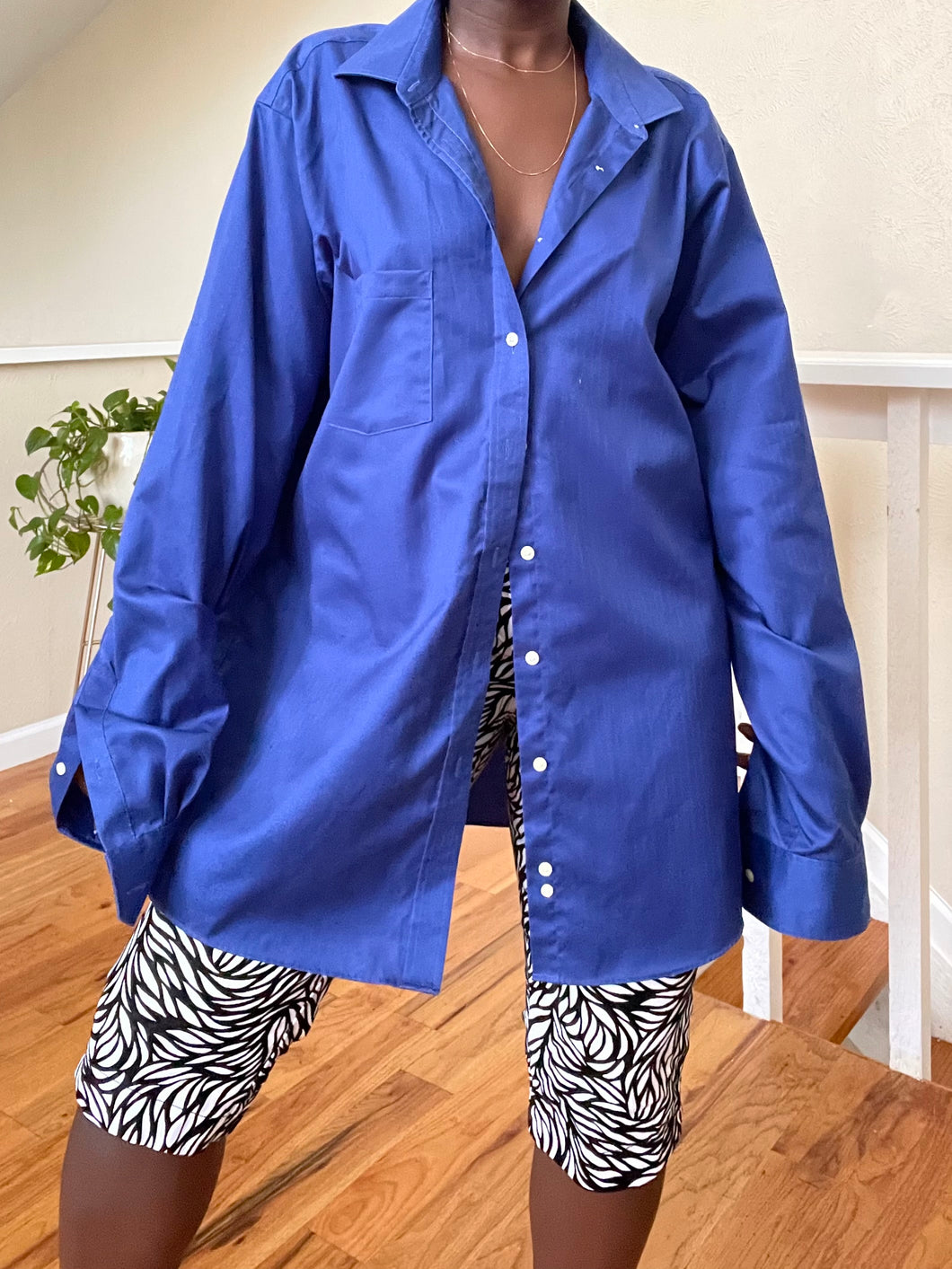 oversized royal blue button up