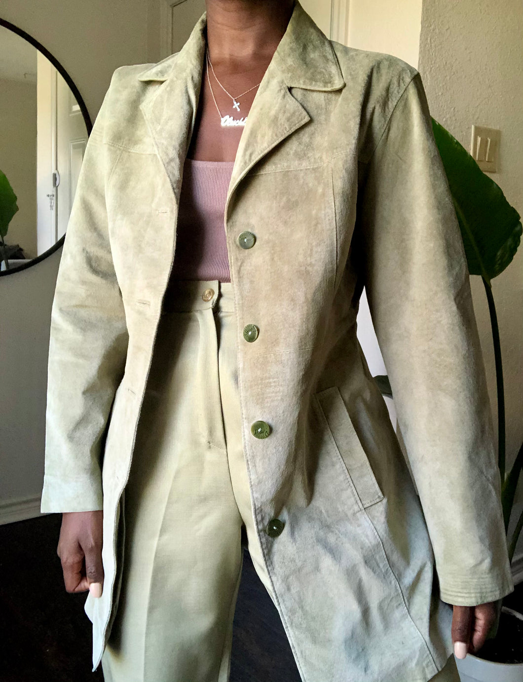 pistachio suede jacket