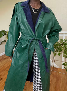 two tone reversible vintage leather trench