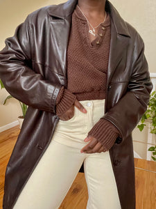 oversized vintage espresso leather jacket