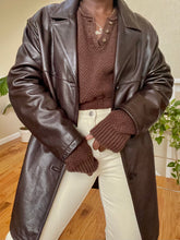 Load image into Gallery viewer, oversized vintage espresso leather jacket
