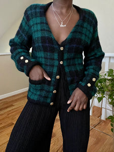 plaid knit cardigan