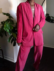cranberry silk suit