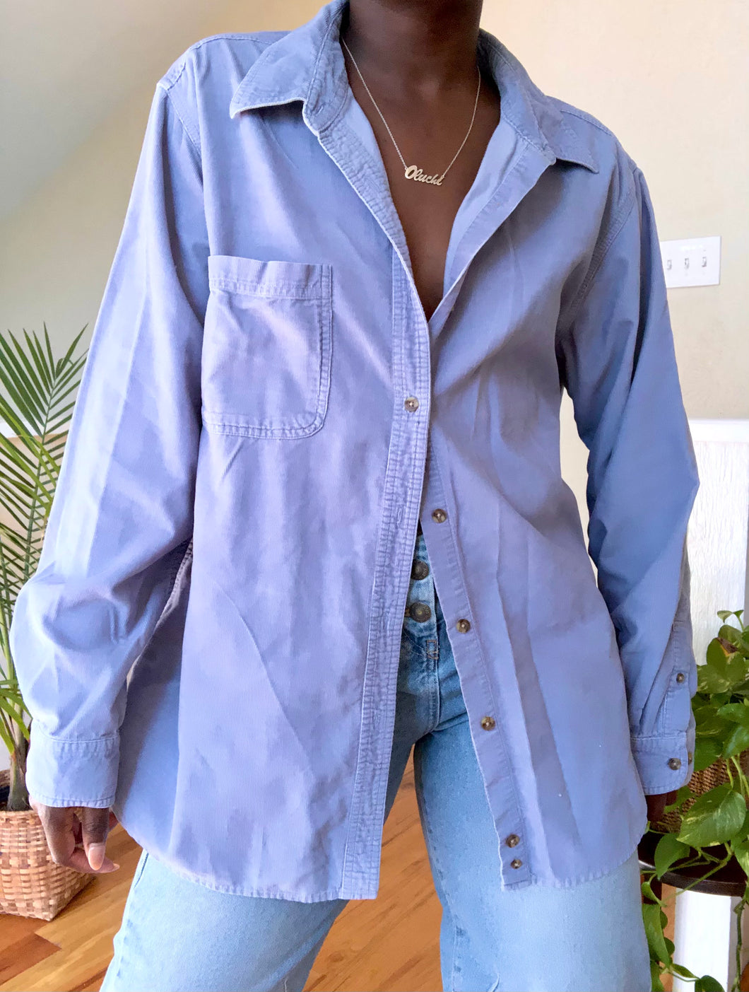 periwinkle corduroy button up