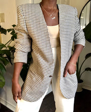 Load image into Gallery viewer, gray &amp; cream houndstooth blazer
