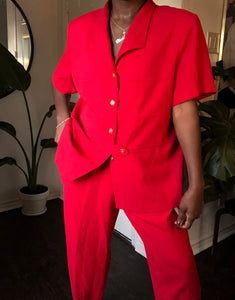 vintage cherry red two-piece set