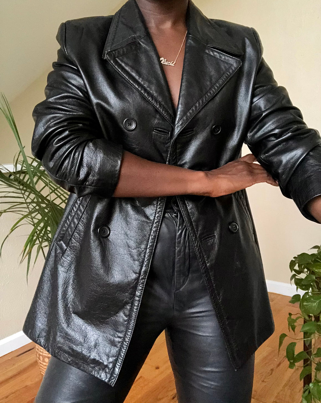 vintage double breasted leather jacket