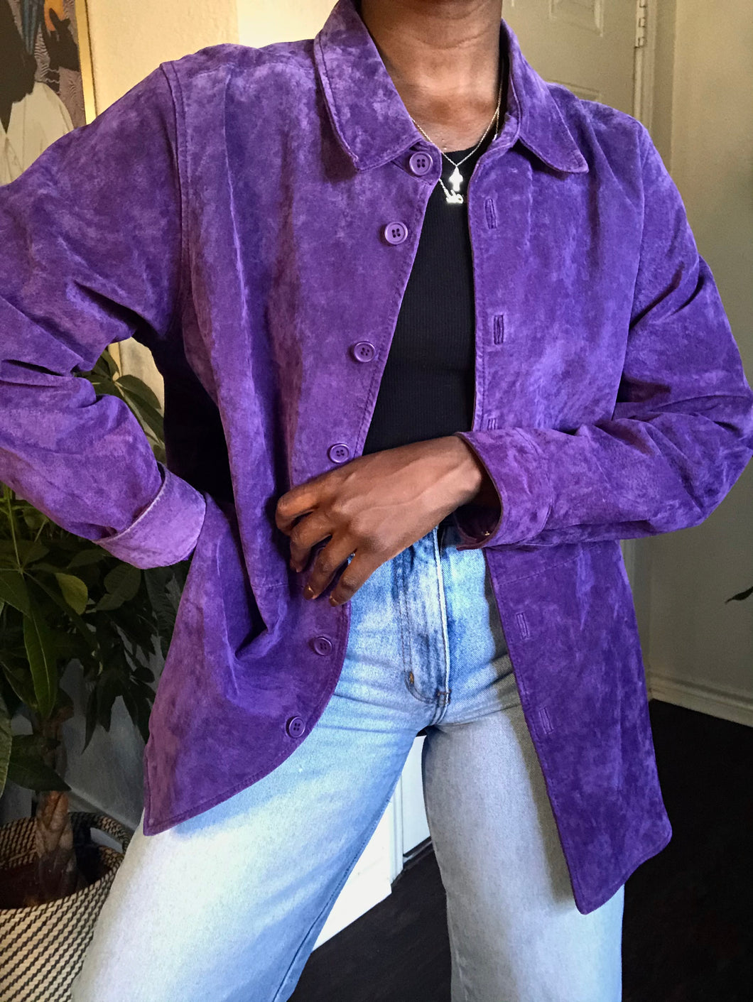 grape suede jacket