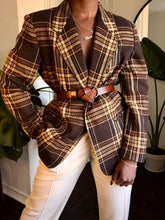 Load image into Gallery viewer, brown plaid blazer
