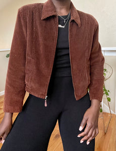 cocoa cropped corduroy jacket