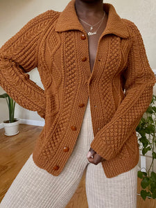 hand-knit rust wool sweater