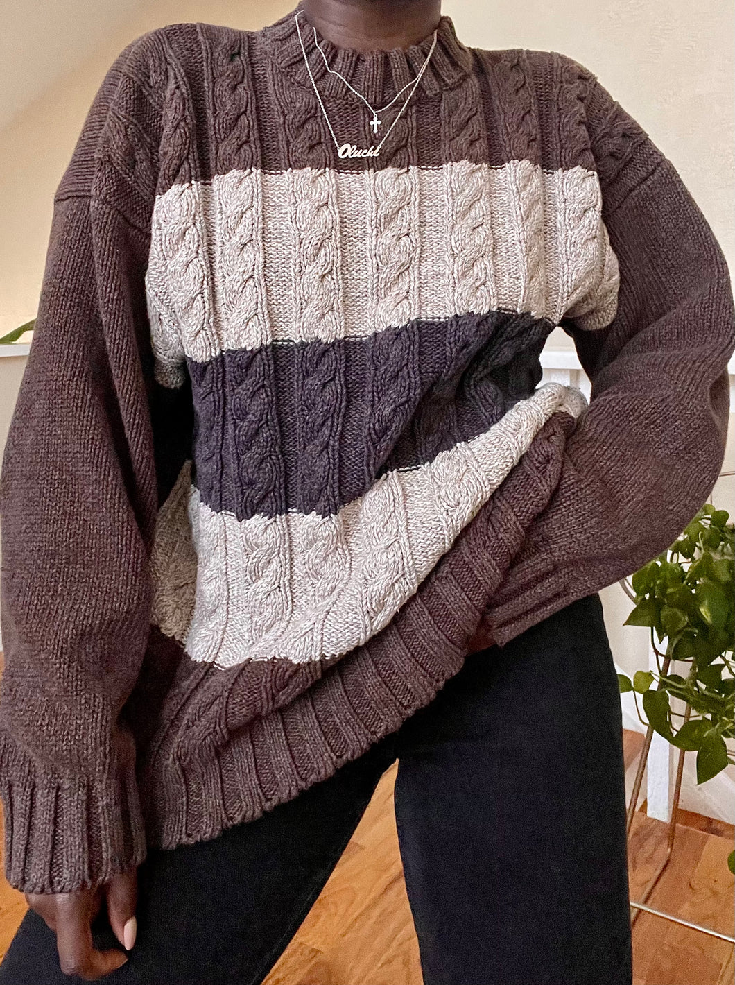 cocoa color block knit sweater
