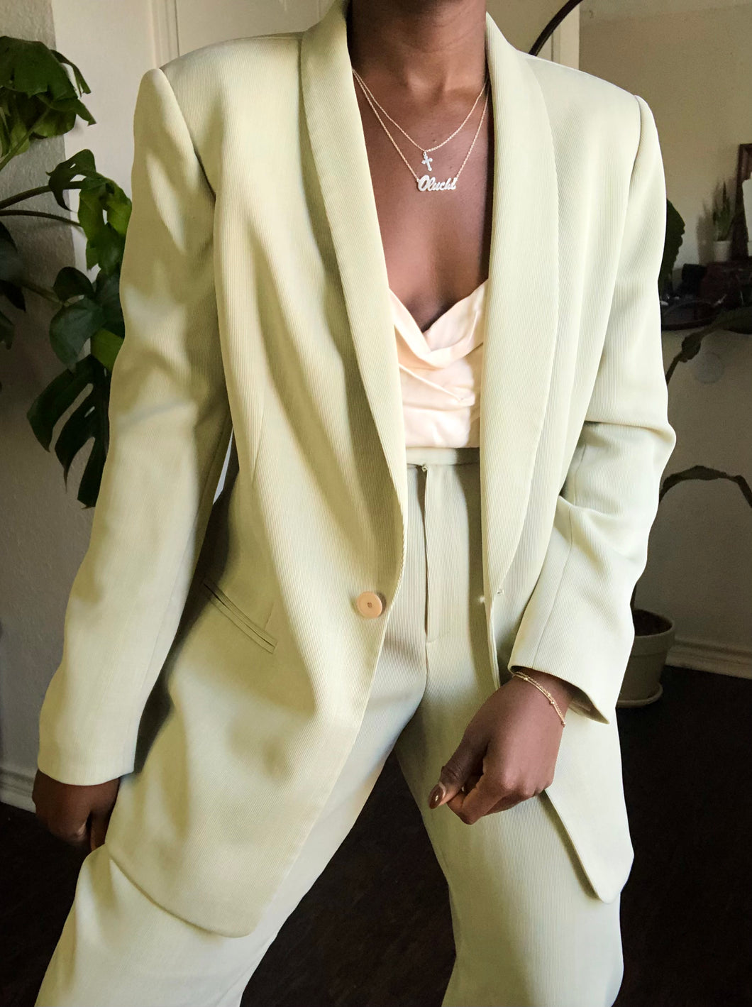 oversized pistachio pant suit