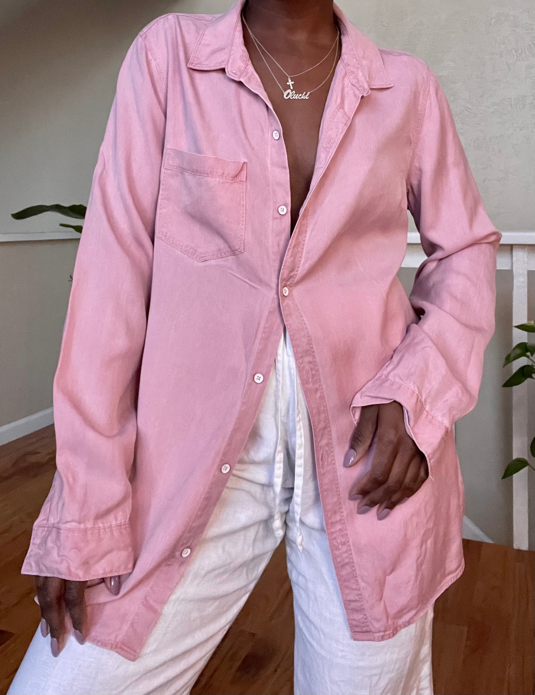pale pink button up