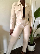 Load image into Gallery viewer, cream cropped blazer set
