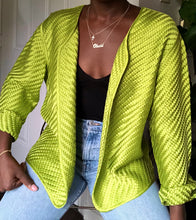 Load image into Gallery viewer, silk hand-woven lime cardigan
