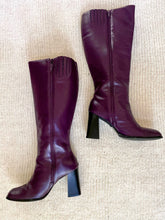 Load image into Gallery viewer, eggplant knee high leather boots
