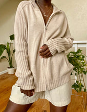 Load image into Gallery viewer, beige ribbed zip sweater
