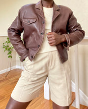 Load image into Gallery viewer, butter soft chocolate cropped leather jacket
