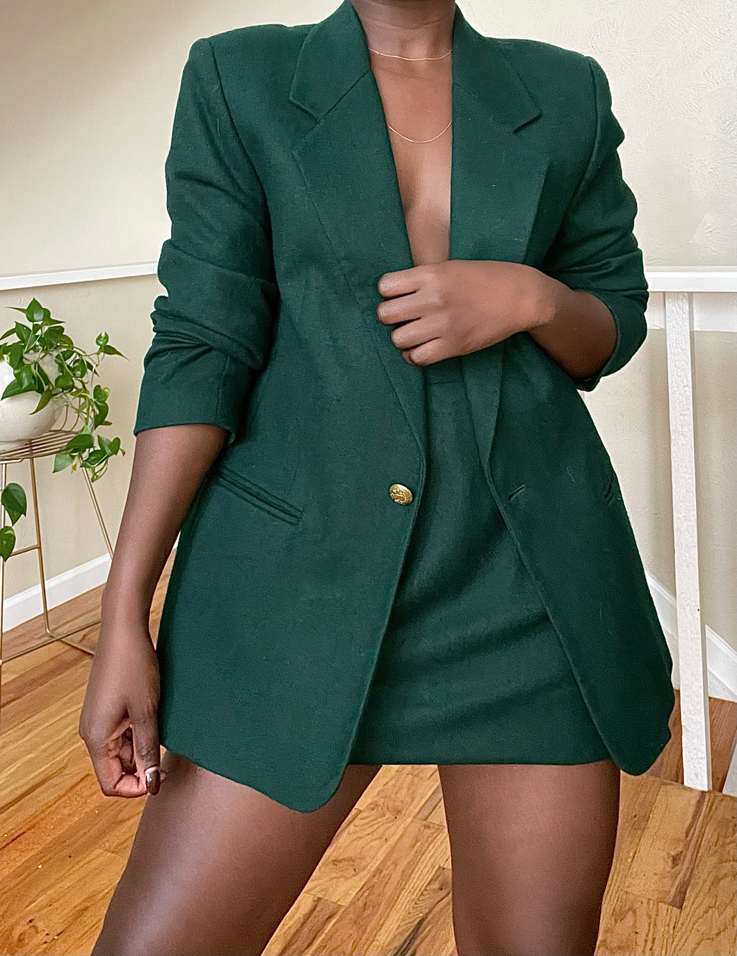 pine green skirt suit
