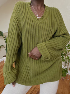 matcha ribbed knit sweater