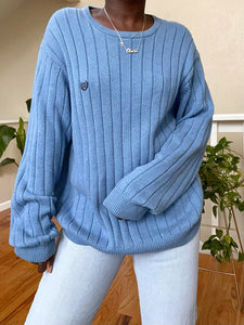 cerulean ribbed knit sweater