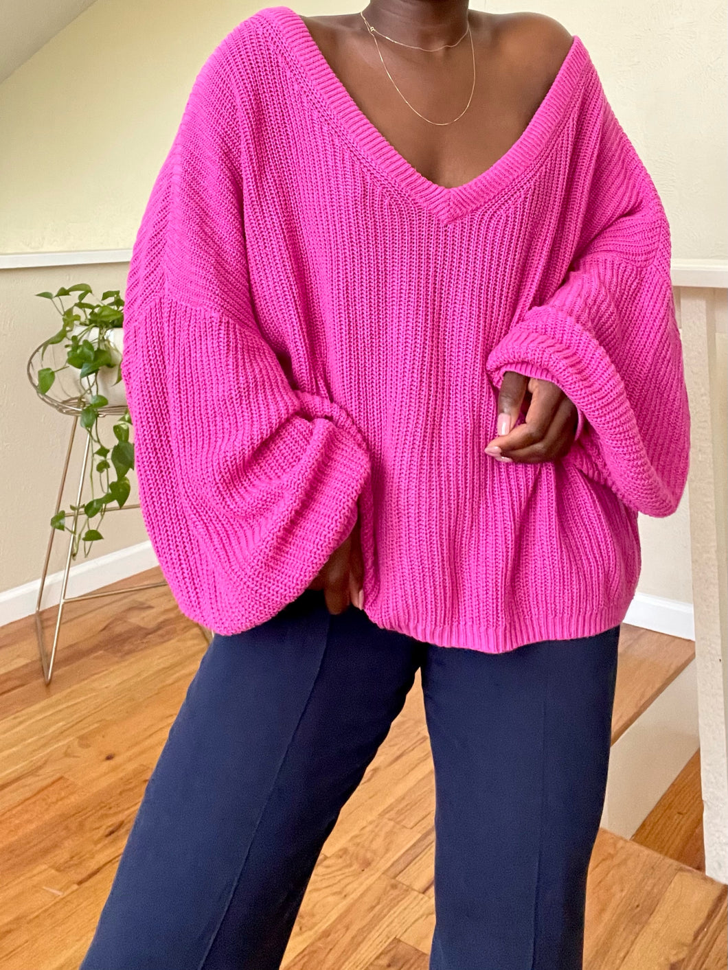 hot pink slouchy sweater