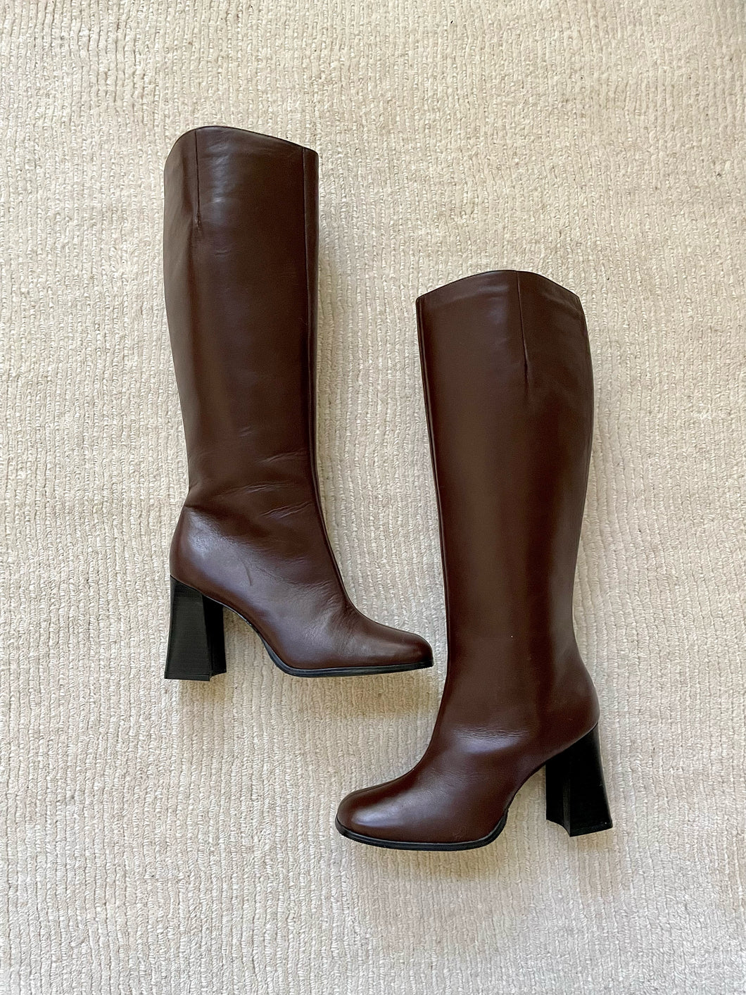 mocha knee high leather boots